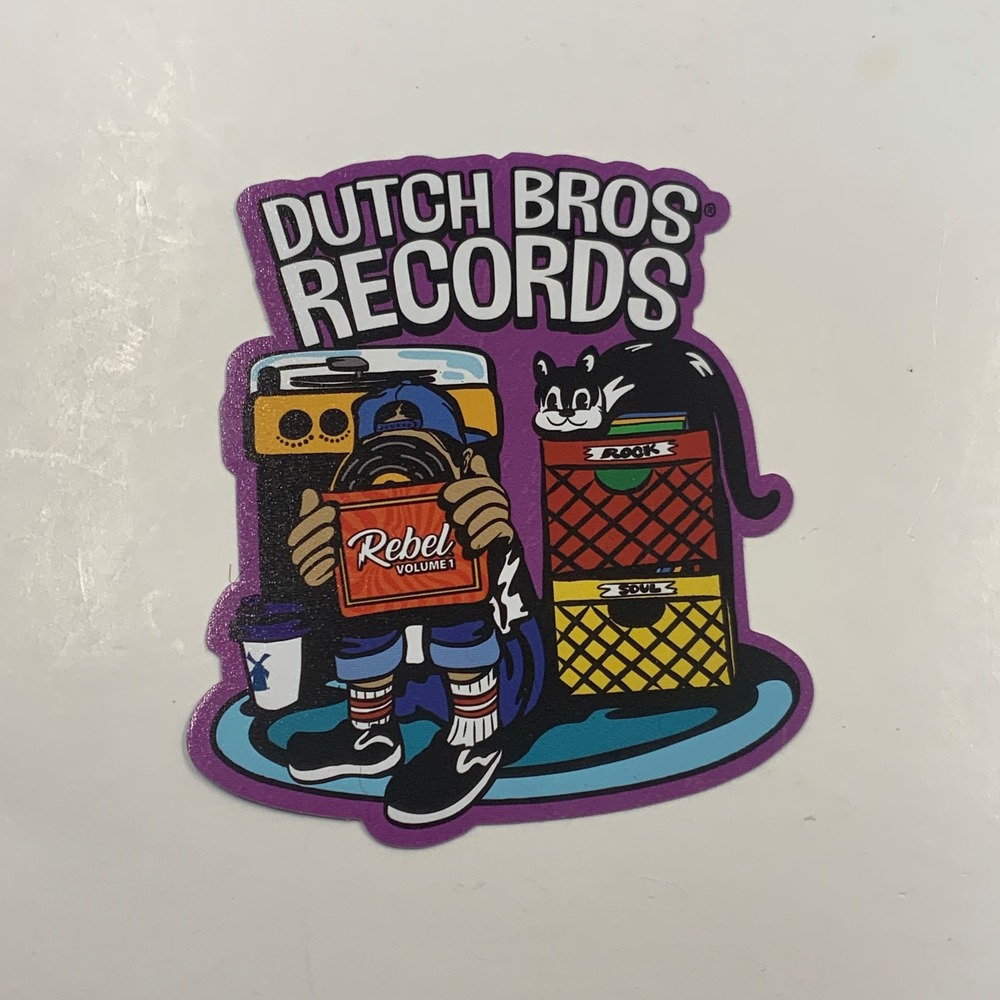 Dutch Bros Coffee Records Sticker Rebel Volume 1 Vinyl Cat Collectible 5/6/26